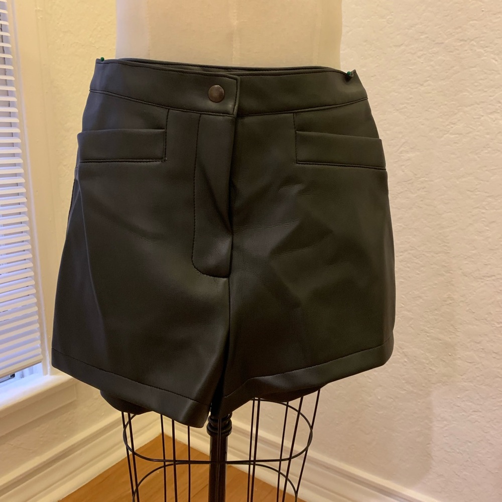 High Waist Vegan Leather Shorts